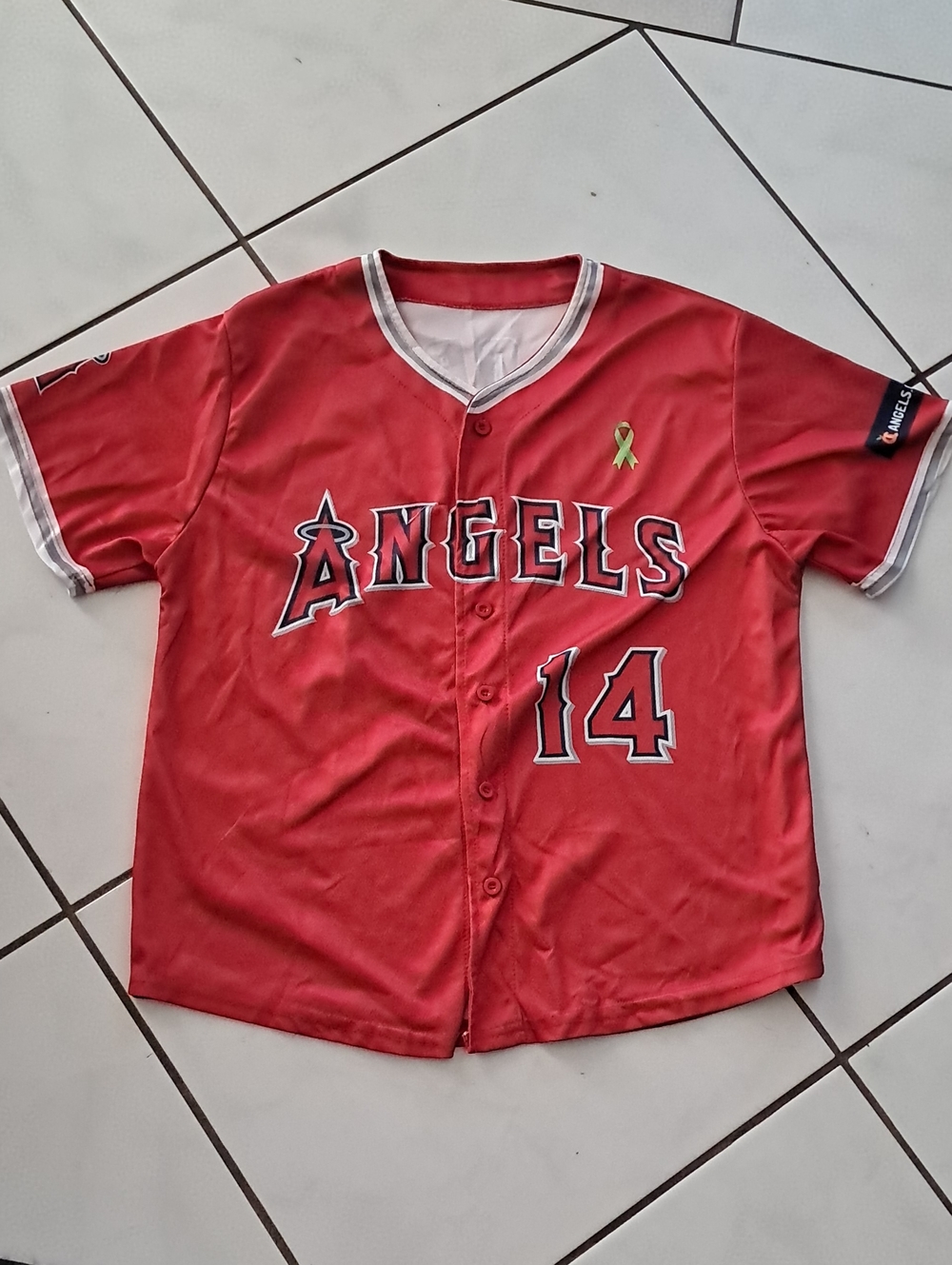 Angels Red Button-Front Women's Baseball Shirt
